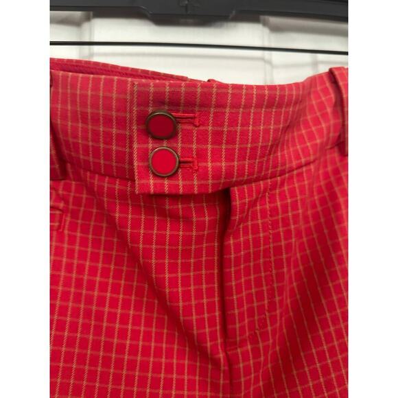 Anthropologie Red Check The Essential Slim High Waist Trousers Pants Size 8 - Picture 3 of 12